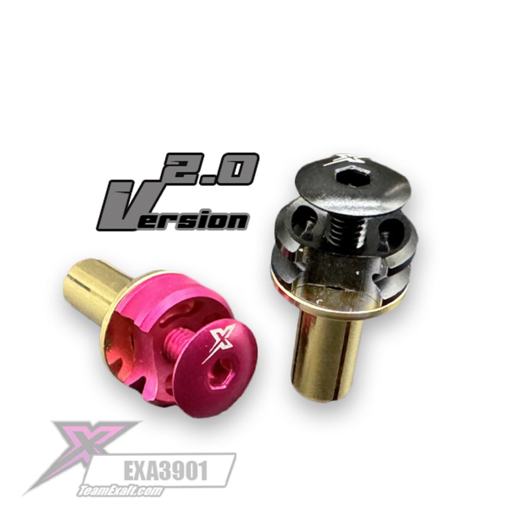 Exalt – Gold V2 5mm adjustable bullet connectors with heatsinks – pr (Pink and Black)