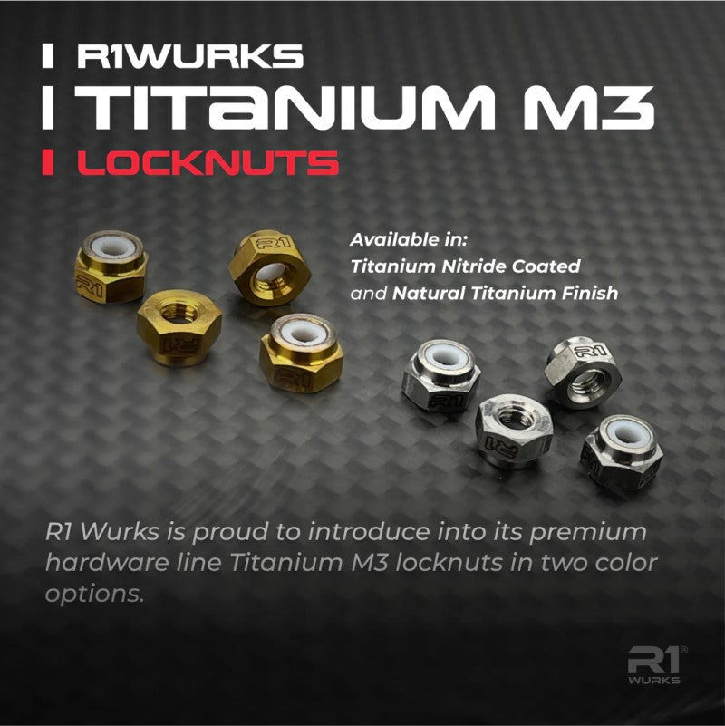 R1 WURKS – TI-NITRIDE COATED TITANIUM M3 LOCKNUTS (4PCS)