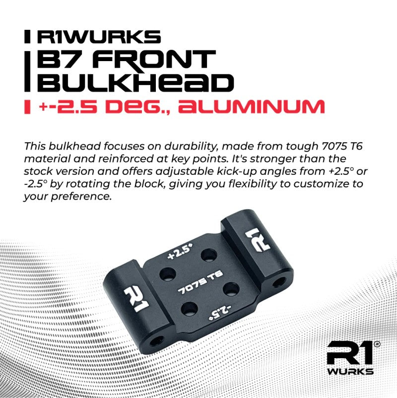 R1 WURKS – BLACK 7075 T6 ALUMINIUM FRONT BULKHEAD – +/-2.5 DEG (AE B7)