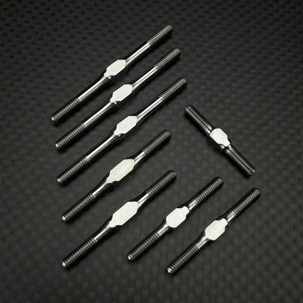 R1 Wurks – Titanium 3.5mm turnbuckle set – natural – 8 pcs (AE RC10 Series)