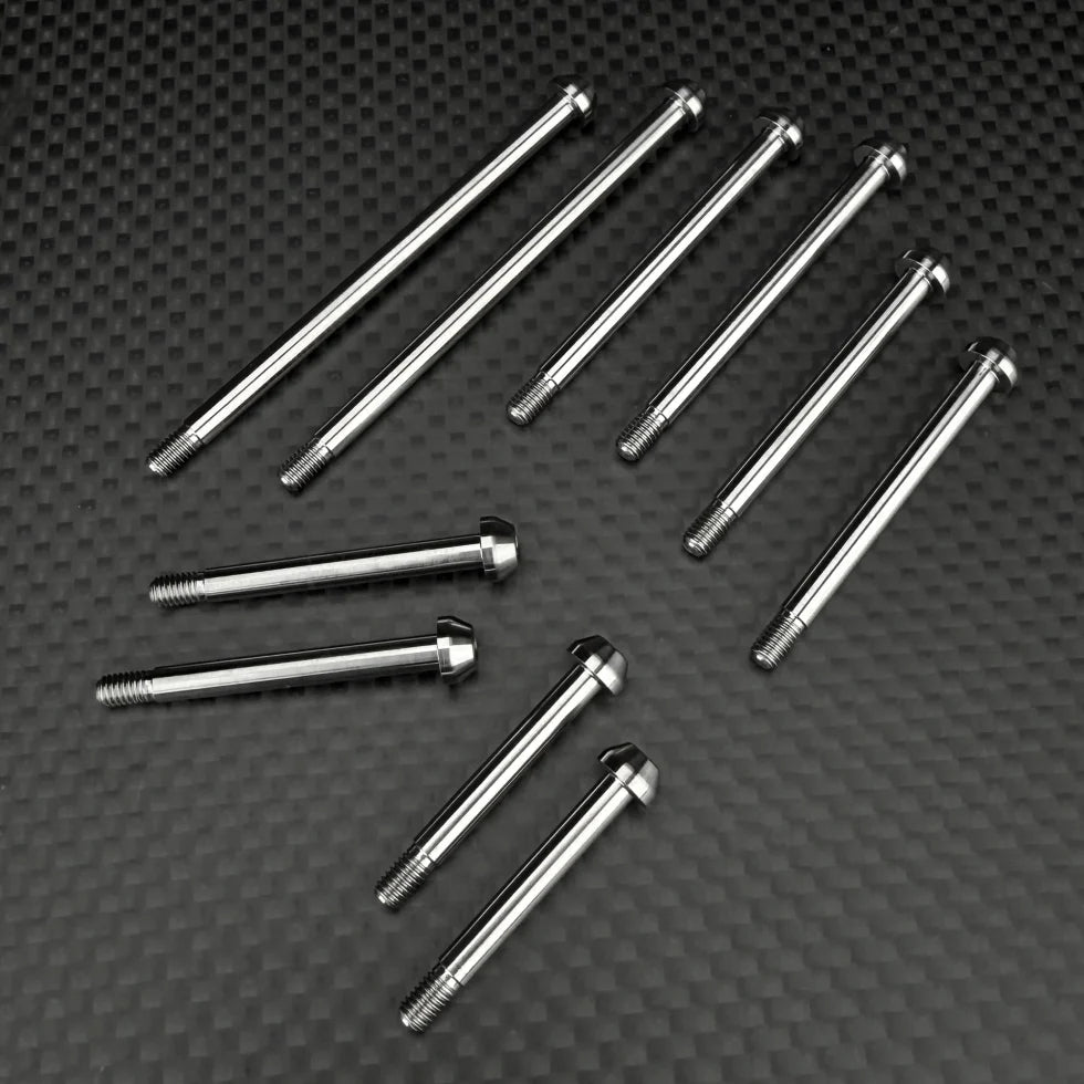 R1 Wurks – Titanium hinge pin set – natural – 10 pcs (AE RC10 Series)