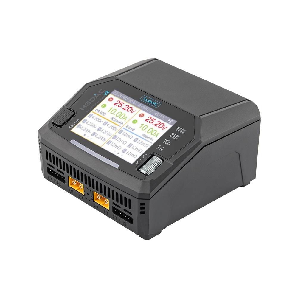 TOOLKIT RC – M6DAC PRO – 0.1-16.0AMP 400W MULTI-CHEMISTRY 240V AC/12V DC 2 CHANNEL CHARGER AND DISCHARGER WITH WIRELESS AND 65A FASTCHARGE (1-6S LIPO OR 1-16S NIXX)