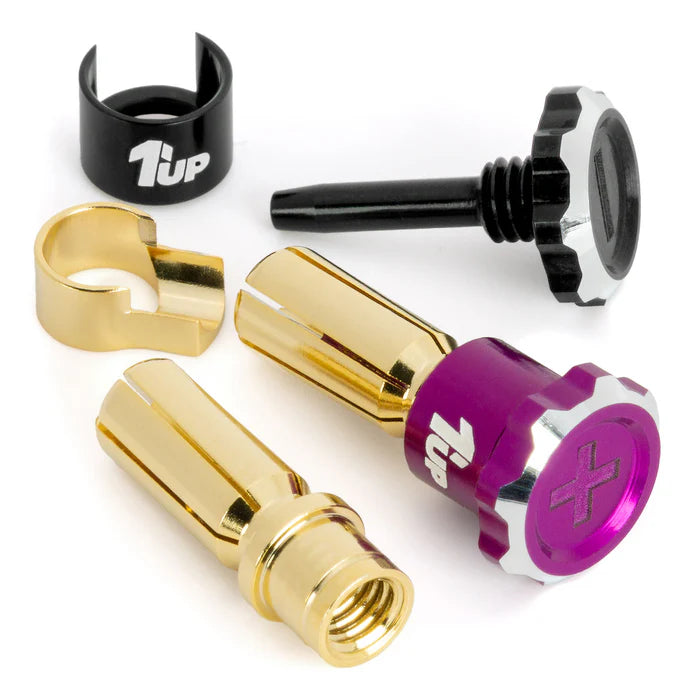 1UP LOCKDOWN ADJUSTABLE BULLET PLUGS – 5MM – PURPLE/BLACK (PR)