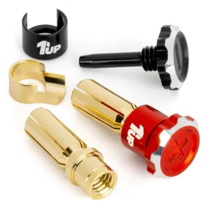 1UP LOCKDOWN ADJUSTABLE BULLET PLUGS – 5MM – RED/BLACK (PR)