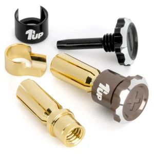 1UP LOCKDOWN ADJUSTABLE BULLET PLUGS – 5MM – GUNMETAL/BLACK (PR)