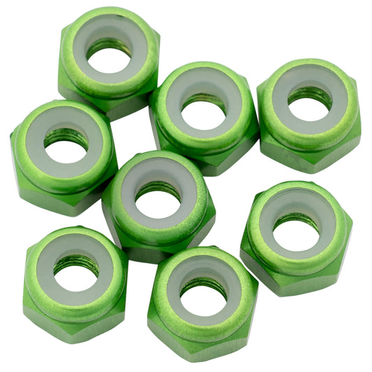 1UP RACING – 7075 PREMIUM M3 LOCKNUTS – GREEN (8)