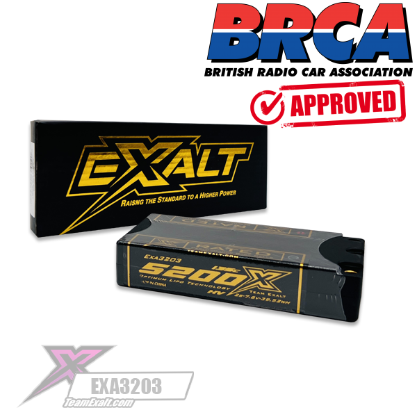 Team Exalt – HVX-Rated – 5200mah 135C 2S HV ULCG Shorty 7.6v LIPO battery pack – 20mm (5mm bullets)