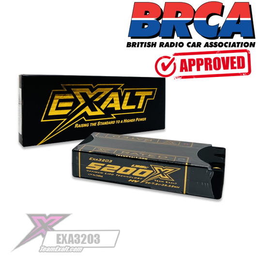 Team Exalt – HVX-Rated – 5200mah 135C 2S HV ULCG Shorty 7.6v LIPO battery pack – 20mm (5mm bullets)