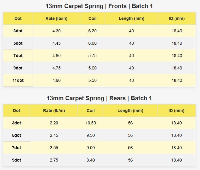 AVID 13MM PRECISION CARPET SPRINGS – REAR