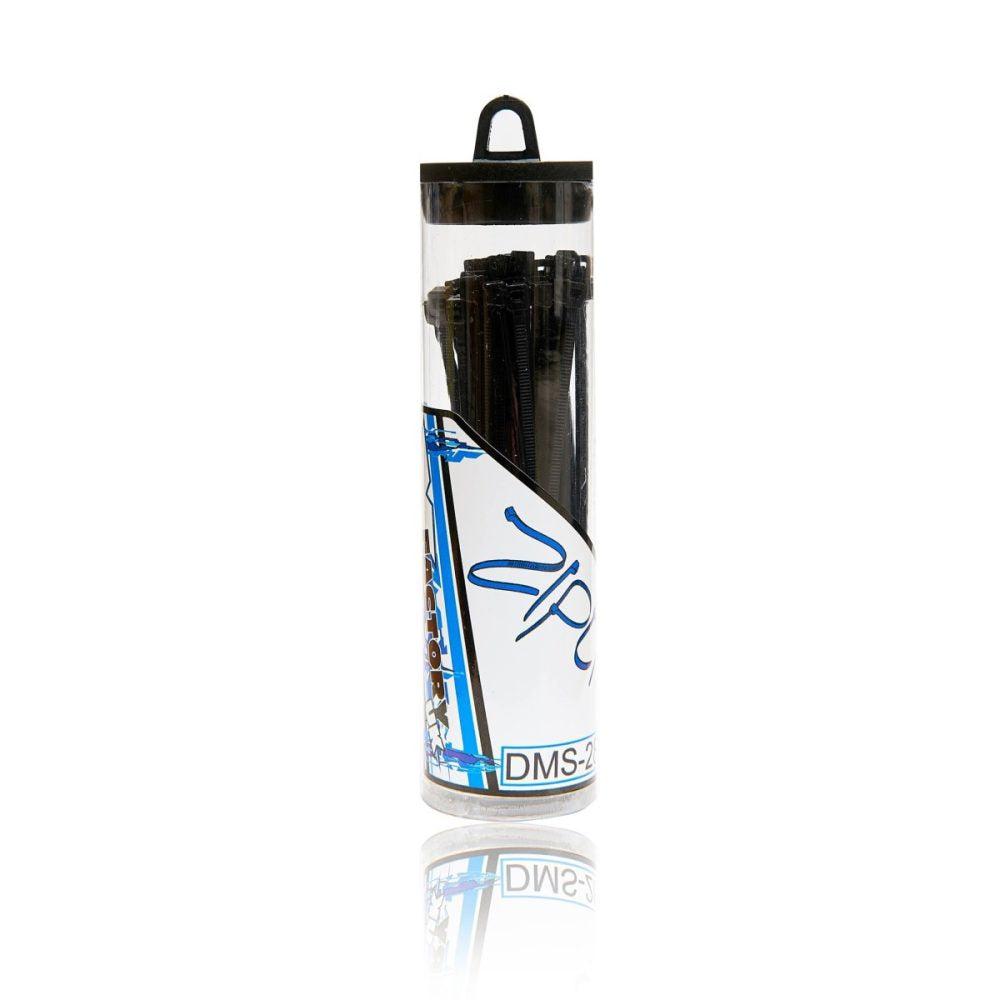 Zip Tize Black – 2.5 x 100mm cable tie wraps with storage tube (50 pcs)