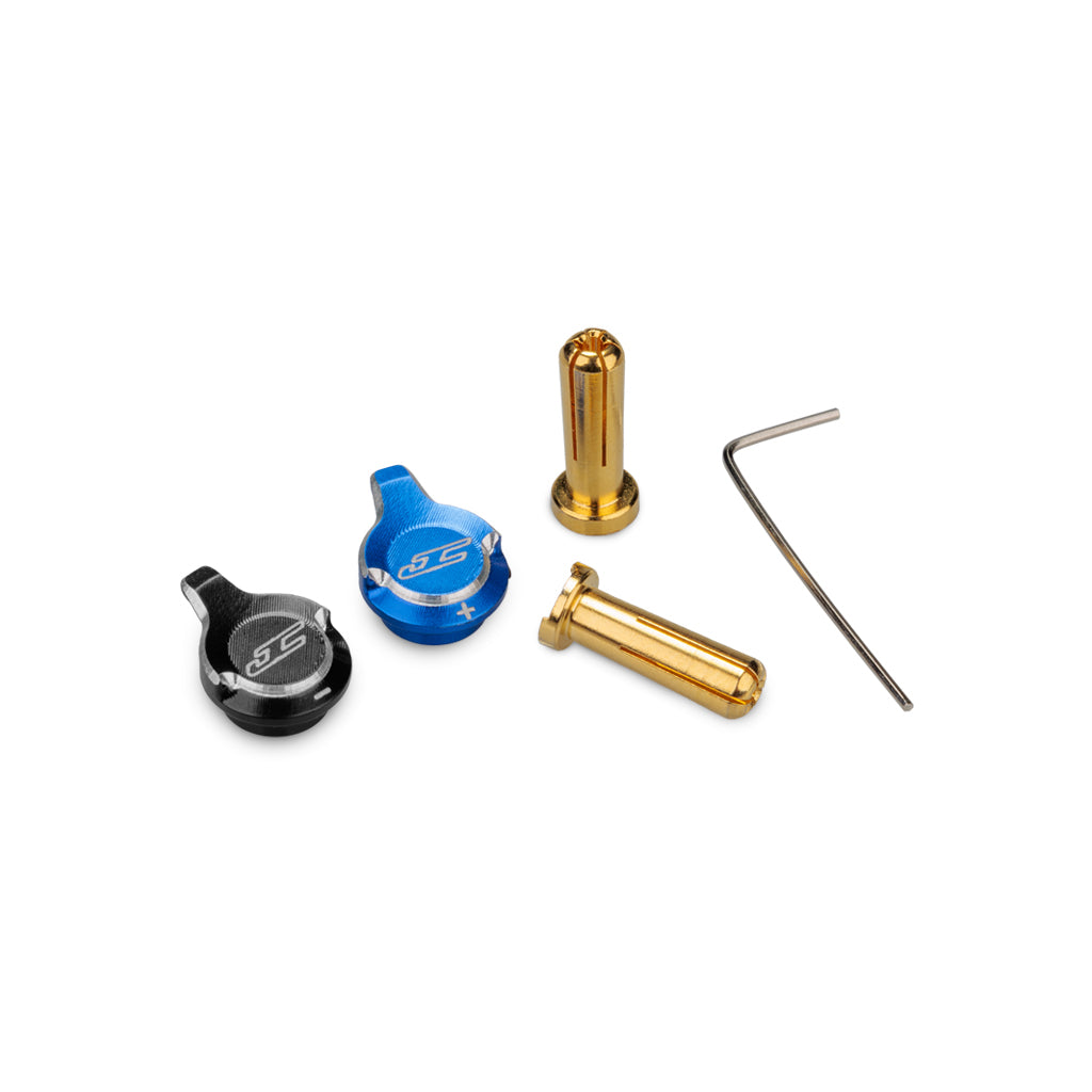 BATTERY PLUG PULL SET W/PLUGS 5MM BLUE + BLACK