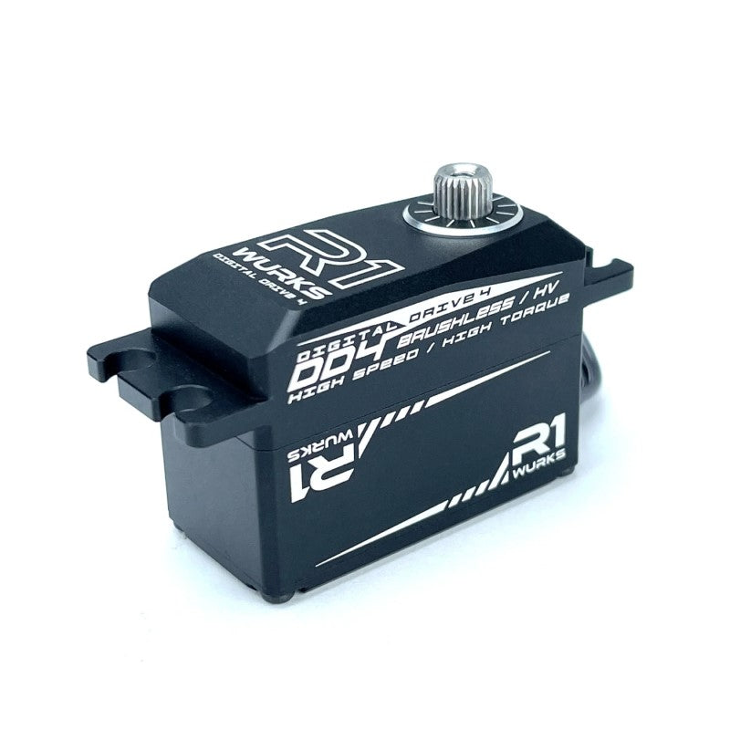 R1 WURKS – DD4 – HV LOW PROFILE SERVO WITH 80MM WIRE, ALLOY CASE, STEEL GEARS (0.068S/13.0KG)