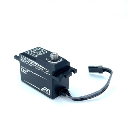 R1 WURKS – DD4 – HV LOW PROFILE SERVO WITH 80MM WIRE, ALLOY CASE, STEEL GEARS (0.068S/13.0KG)