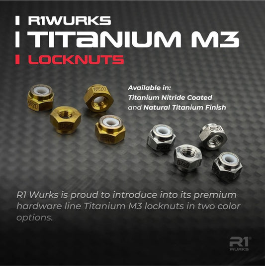 R1 WURKS – NATURAL TITANIUM M3 LOCKNUTS (4PCS)