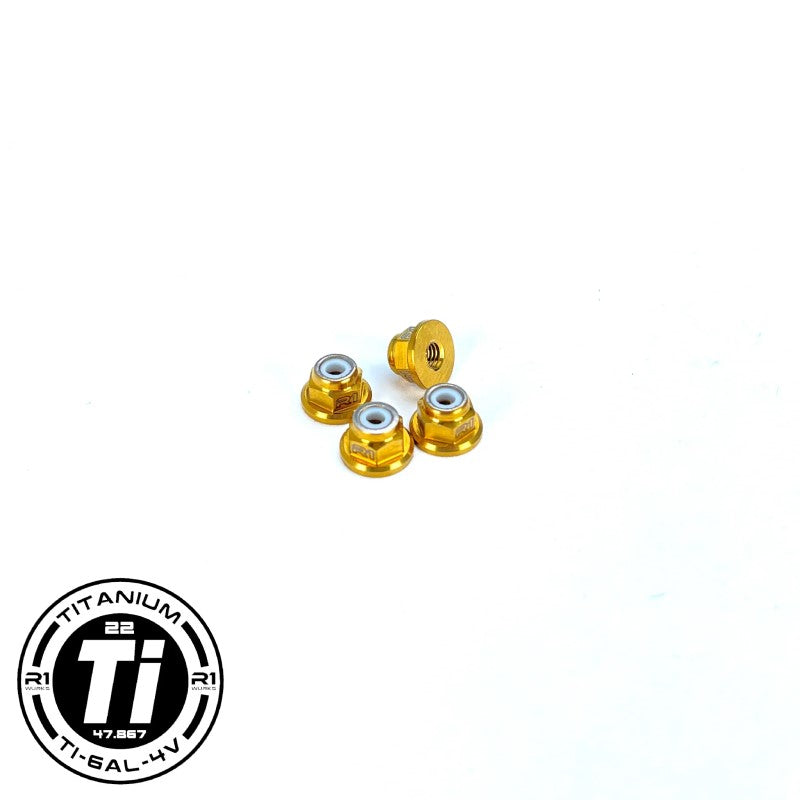 R1 Wurks – Ti-Nitride coated titanium M3 Flange Locknuts