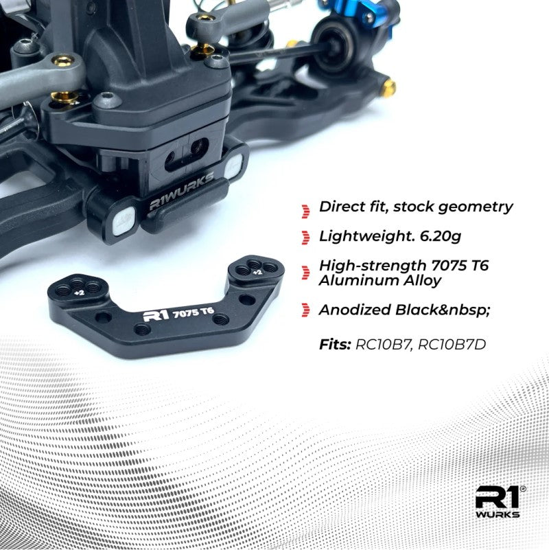 R1 Wurks – Black 7075 T6 aluminium rear ballstud mount – +2mm (AE B7)