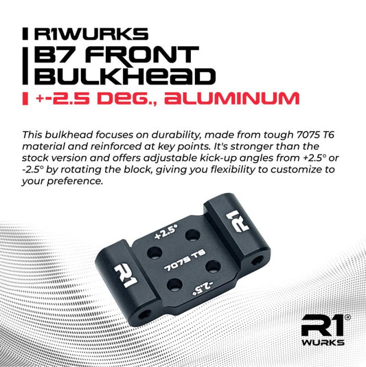 R1 WURKS – BLACK 7075 T6 ALUMINIUM FRONT BULKHEAD – +/-2.5 DEG (AE B7)
