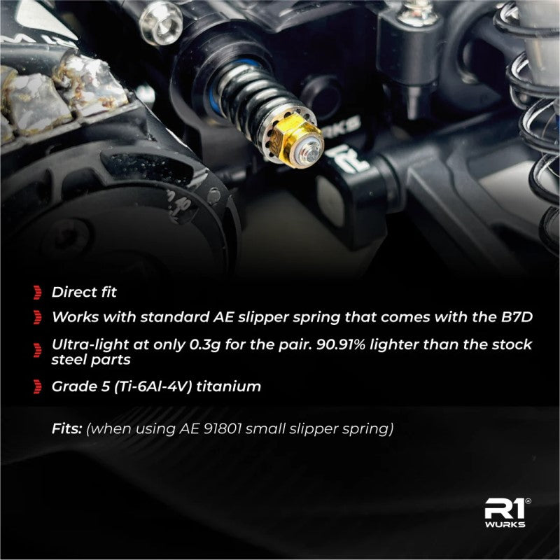 R1 WURKS – TITANIUM SLIPPER SPRING ADAPTER SET – PR (AE B7, B6, T6, SC6)
