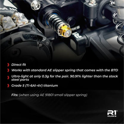 R1 WURKS – TITANIUM SLIPPER SPRING ADAPTER SET – PR (AE B7, B6, T6, SC6)