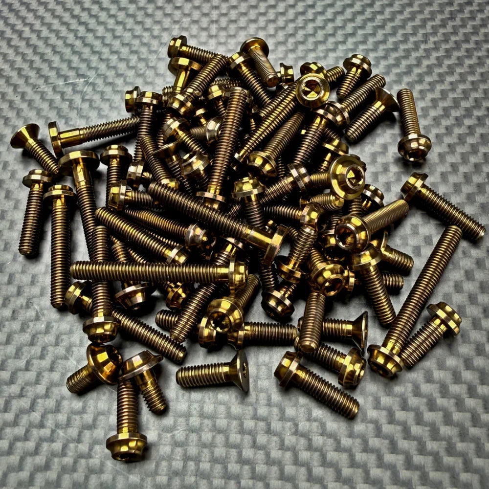 R1 Wurks – Bronze Titanium Upper screw set with lower shock mount screws – 96 pcs (R1B Carpet Spec)
