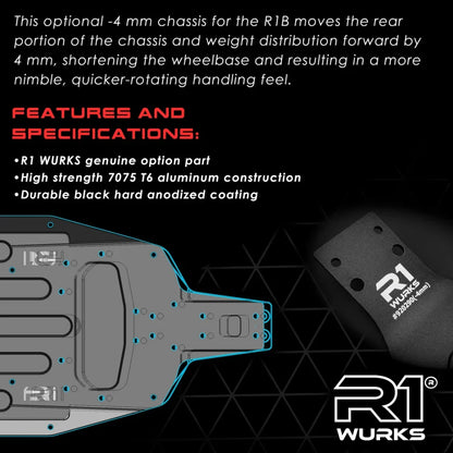 R1 Wurks – Black 7075 T6 Hard Anodised Aluminium Chassis – -4mm (R1B)