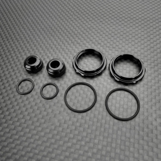 R1 Wurks – Black 7075 T6 Aluminium Shock Bottom Cap and Preload Collars – 2pcs each (R1B)